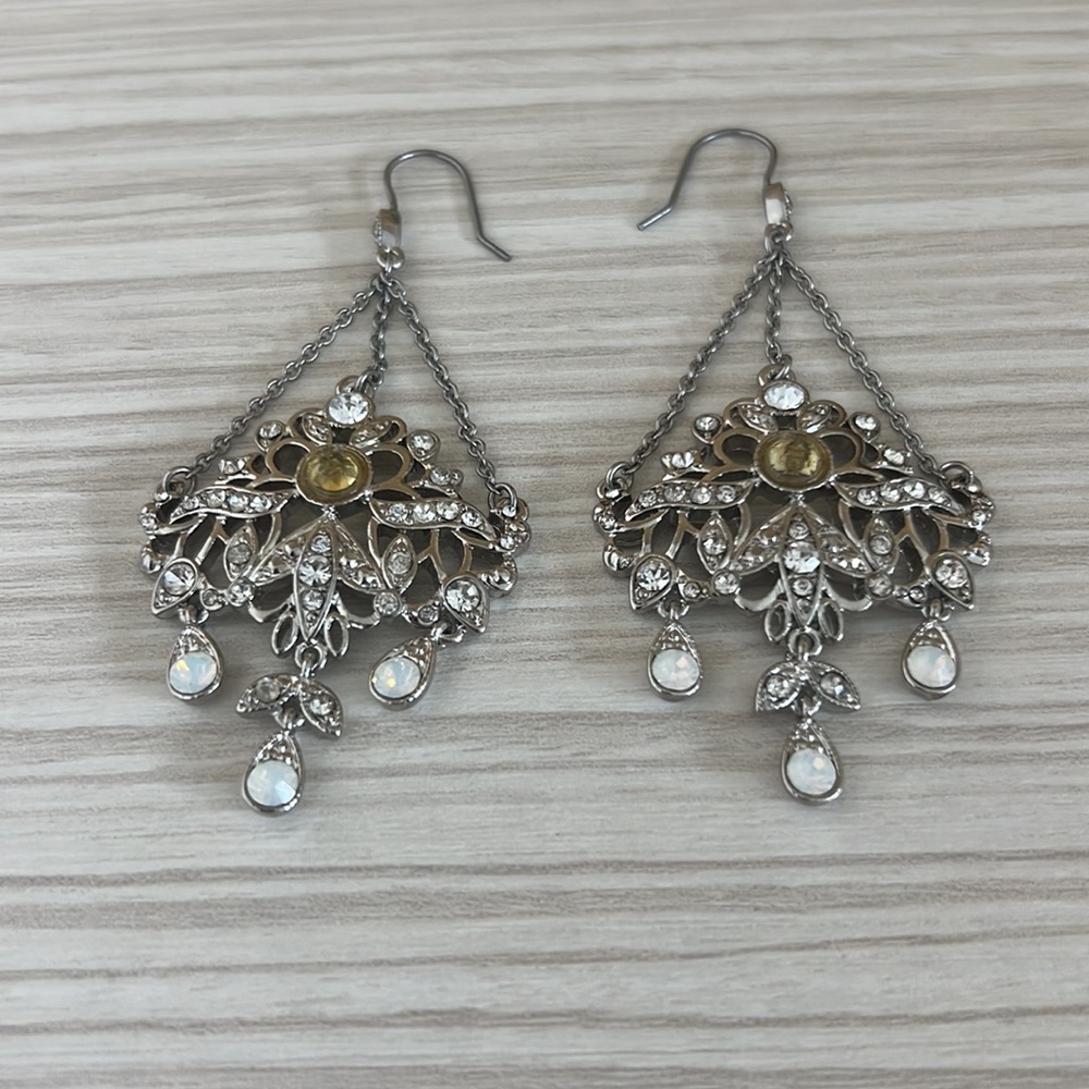 BaubleBar Silver Crystal Chandelier Drop Earrings - Picture 5 of 7